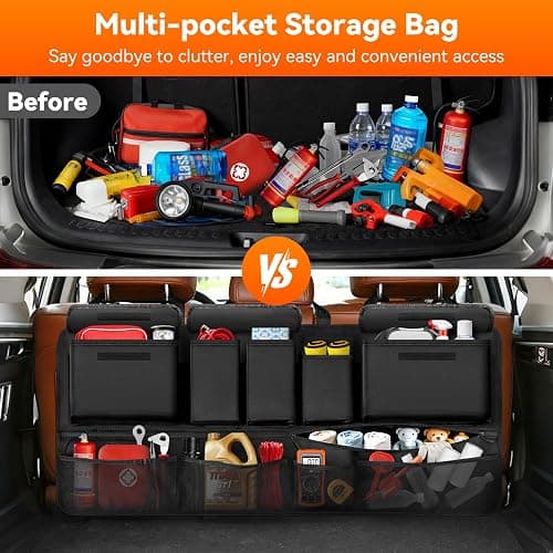Trunk Organizer for SUV, 43" x 19" Large Capacity Car Organizers and Storage, Backseat Hanging Storage Bag with 10 Pockets, Adjustable & Waterproof Car Interior Accessories for SUV Truck MPV thumbnail 3