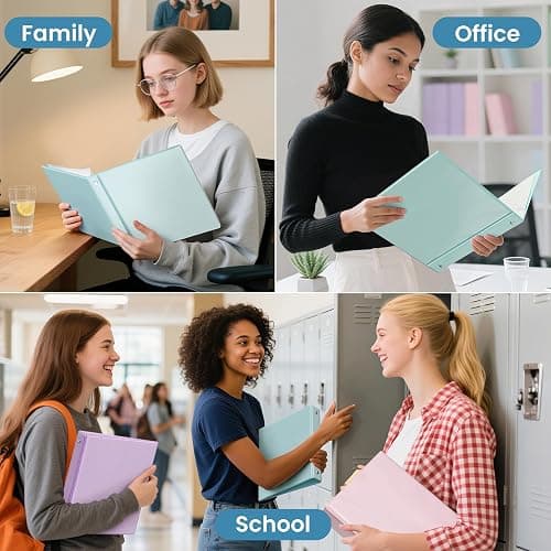 SUNEE 3 Ring Binder 1 Inch 2 Pack, Clear View Binder Three Ring PVC-Free (Fit 8.5x11 Inches) for School or Office Supplies, Blue thumbnail 7