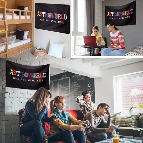 Buduidry Astroworld Logo Flag, Black, 3x5 Feet, All Seasons, Unisex, Indoor/Outdoor, Music Festival, Foldable, Tear Resistant, 35.43" x 59.06" thumbnail 3