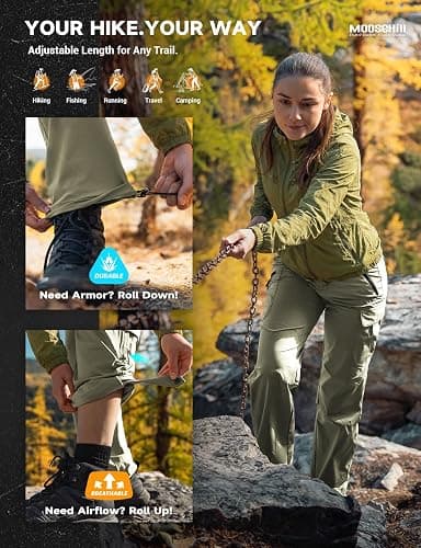 Moosehill Women's-Hiking-Pants-Cargo-Quick-Dry-Stretch-Lightweight Work Outdoor Pants with 5 Deep Pockets thumbnail 4
