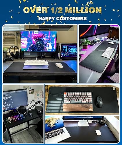 KTRIO Large Gaming Mouse Pad with Superior Micro-Weave Cloth, Extended Desk Mousepad with Stitched Edges, Non-Slip Base, Water Resist Keyboard Pad for Gamer, Office & Home, 31.5 x 11.8 in, Black thumbnail 6