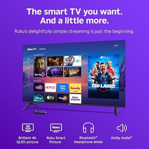 Roku 55-Inch Select Series Smart TV 2026-4K QLED TV - Roku TV | Flat Screen QLED Television with Voice Remote, Wi-Fi & Bluetooth Headphone Mode - Streaming Live Local News, Sports, & Movies thumbnail 3