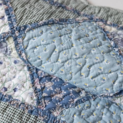 vctops Set of 2 Quilted 100% Cotton Boho Throw Pillow Covers 18" x 18" Farmhouse Country Floral Patchwork Decorative Cushion Cover, Patchwork Flower F thumbnail 7