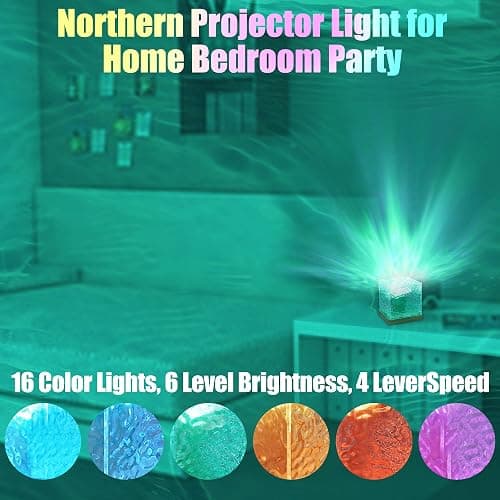 RICHMYC Ocean Wave Projector Light, 16 Colors Gradual Rotating Water Lamp with Remote Control, Beach Decor Sea Themed Northern Lights Projector for Office Bedroom Bar Restaurant(Wood) thumbnail 4