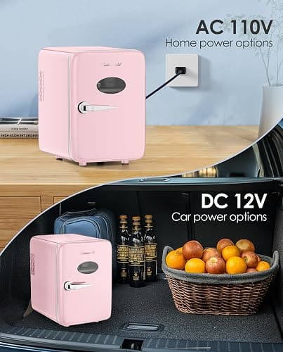 CUTIEWORLD Skincare Fridge - 4L Makeup Fridge for Refrigerating Makeup, Skincare and Food, Mini Fridge for Bedroom, Office and Car, Cooler and Warmer, Beverage Cooler, Leather Pink thumbnail 4