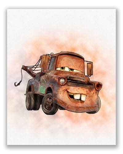 Lot de 9 affiches de film Cars - 20,3 x 25,4 cm - Aquarelle - Lightning McQueen Tow Mater Doc Hudson Jackson Storm Cruz Ramirez thumbnail 3