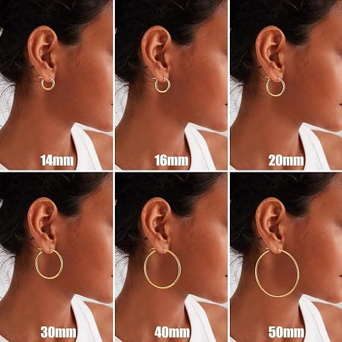 Gacimy Gold Hoop Earrings for Women 14K Real Gold Plated Hoops with 925 Sterling Silver Post thumbnail 6