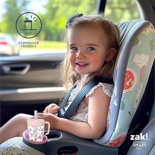Zak Designs Capri Toddler Tumbler For Travel or At Home, 10oz 2-Pack Durable Plastic Sippy Cups With Handle and Leak-Proof Design are Perfect For Kids (Springtime, Pink) thumbnail 9