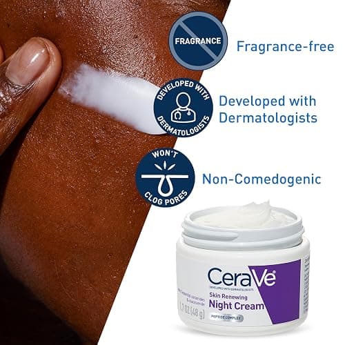 CeraVe Skin Renewing Night Cream, Peptide Complex, Hyaluronic Acid & Ceramide Moisturizer for Face, 1.7 Ounce thumbnail 2