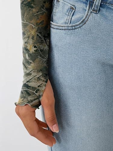 Dealmore Lace Sheer Long Sleeve Floral Mesh Mockneck Trendy Cute Going Out Tops for Women Fall Fashion Outfits 2025 Clothes thumbnail 5
