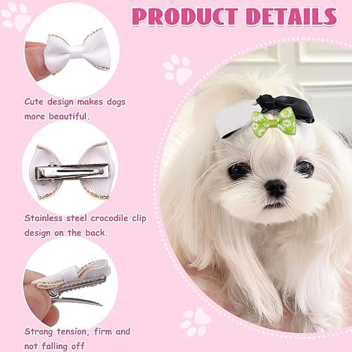 YAKA 60PCS (30 Paris) Cute Puppy Dog Small Bowknot Hair Bows with Metal Clips Handmade Hair Accessories Bow Pet Grooming Products (60 Pcs,Cute Patterns) thumbnail 5