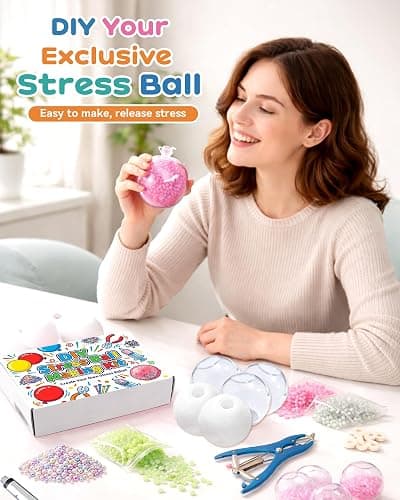 DIY Stress Ball Making Kit with 14.1 oz Filler, 16 TPR Skins, Vacuum Tool, 20 Cable Tie for Create ASMR Anxiety Relief Toys Crunchy Relaxing for Adult thumbnail 2