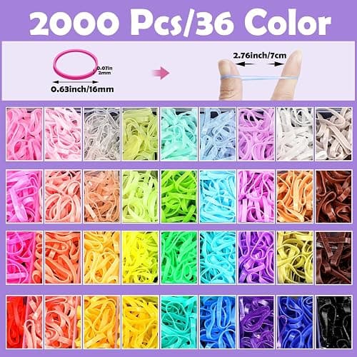 36 Colors Hair Rubber Bands for Hair, 2500 Pcs Elastic Hair Bands with 11 Hair Styling Tools, Colorful Elastic Hair Ties Toddler Hair Accessories for Girls Kids thumbnail 3