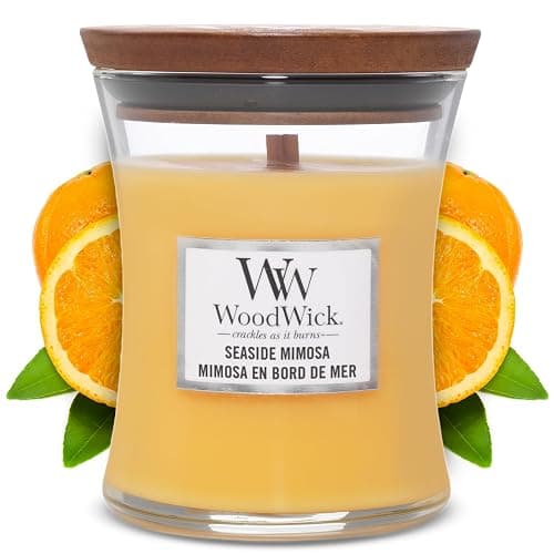 Woodwick Medium Hourglass Scented Candle | Seaside Mimosa | with Crackling Wick | Up to 60 Hours Burn Time - Image 1