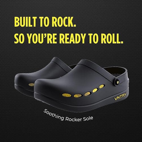VKTRY Performance Recovery Clogs – Cushioned EVA with Carbon Fiber Stability | Rocker Sole, Ventilated Comfort, Deep Heel Cup, Slip-Resistant Grip, Removable Strap thumbnail 5