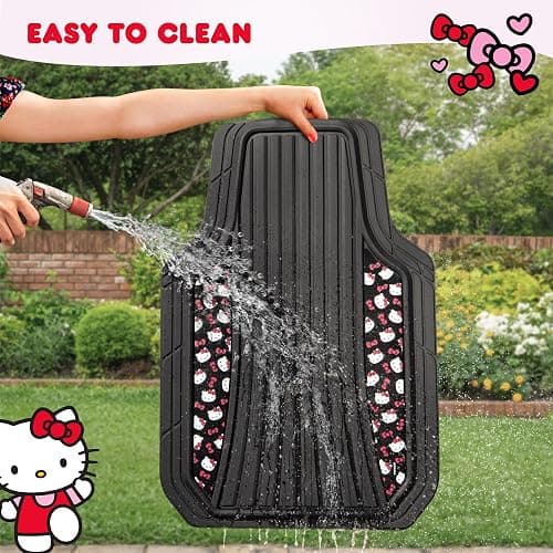 Hello Kitty Car Mats 4pc Floor Mats for Cars Trucks SUVs Black Car Floor Mats for Women Men Accessories Rubber Heavy Duty Cute Non-Slip Always Front Rear Hello Kitty Cars Accessories Black/Red thumbnail 8