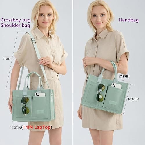ZHMO Canvas Tote Bag for Women,Women's Bags Crossbody Bags Work Laptop Tote Bag Large Handbags Purse for Travel Nurse Teacher thumbnail 3