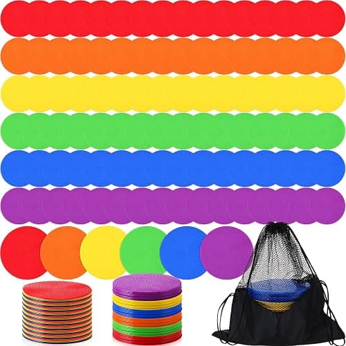 Haull Spot Markers Floor Spots with Bag Non Slip Vinyl Poly Dots for Gym Floor Basketball Football Soccer Sports Speed Agility Training Gym Dance - Image 1