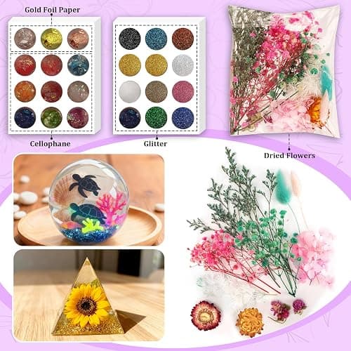 K KERNOWO Epoxy Resin Kit with Light for Beginners, Resin Kit and Molds Complete Set DIY Crafts for Adults Women, Epoxy Set with Vase Mold, 3D Dried Flowers, Measuring Cups and Resins Supplies-20OZ thumbnail 4