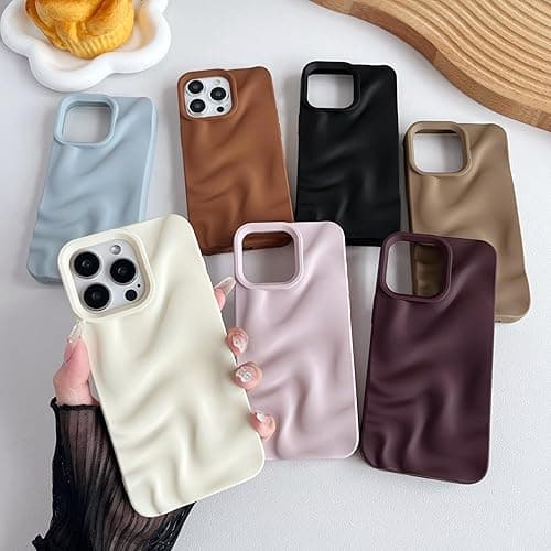Caseative for iPhone 16 Pro Max Case,Water Ripple Pattern Wave Phone Case (Wine Red) - Wine Red thumbnail 2