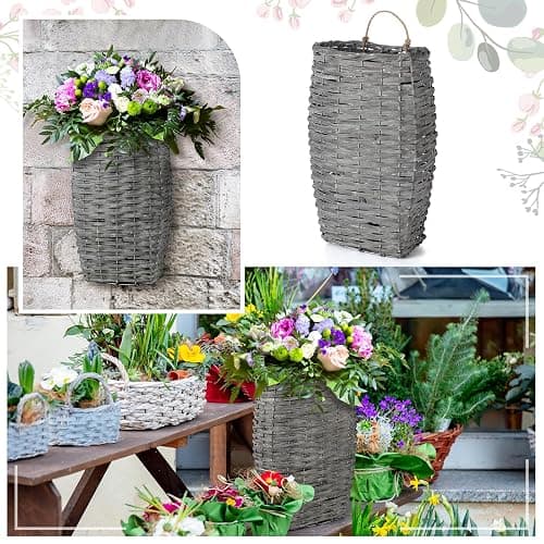 Marsui Front Door Basket Woven Hanging Basket with Hemp Rope Handmade Large Woven Hanging Storage for Flowers Plant Organizing Decorative Wall Front Door Entrance 15.75 x 11.81 x 5 Inches thumbnail 5