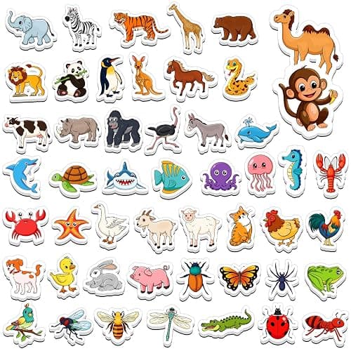 PraxiKidy Magnetic Animals,50 PCS Fridge Magnets for Toddlers,Farm Animals Wild Zoo Sea Ocean Animals Refrigerator Magnets for Kids,Educational Learning Magnetic Toys for Whiteboard Preschool Baby - Image 1