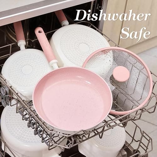 CAROTE Ceramic Cookware Set Nonstick, 15pcs Pots and Pans Set Non stick, Non Toxic Cookware,Dishwasher,RV/Camping Cookware Set, Pan and Pot with Kitchen Utensils, Pink thumbnail 7