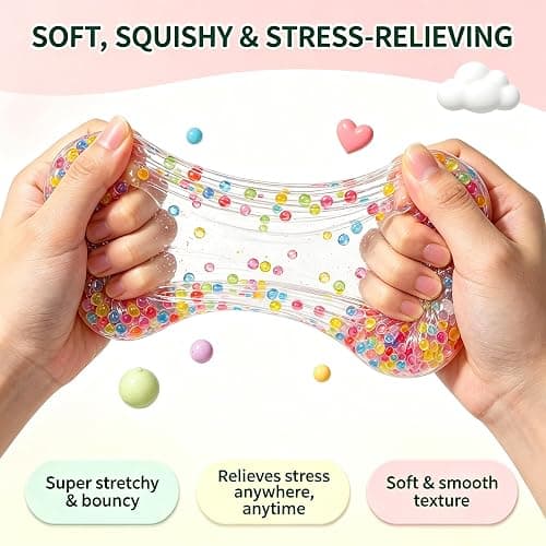 RandJ DIY Stress Ball Making Kit, Squishy Maker Kit with Blank Skins & Air Pump, Add Water to Make Your Own Crunchy Stress Balls for Adults, Transparent Squeeze Toy thumbnail 4