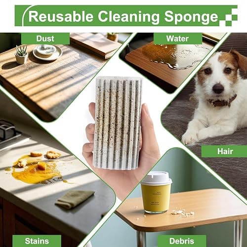 Jeymei 4-Pack Damp Clean Duster Sponge,Gray Damp Dusting Sponge,Duster Baseboard Cleaner Sponge with Ridges,Reusable Wet Duster Sponge,Household Cleaning Sponges for Blinds,Window Track Grooves thumbnail 4