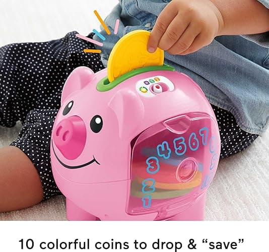 Fisher-Price Baby & Toddler Toy Laugh & Learn Smart Stages Piggy Bank with Educational Songs & Phrases for Infants Ages 6+ Months - Frustration Free Packaging thumbnail 4