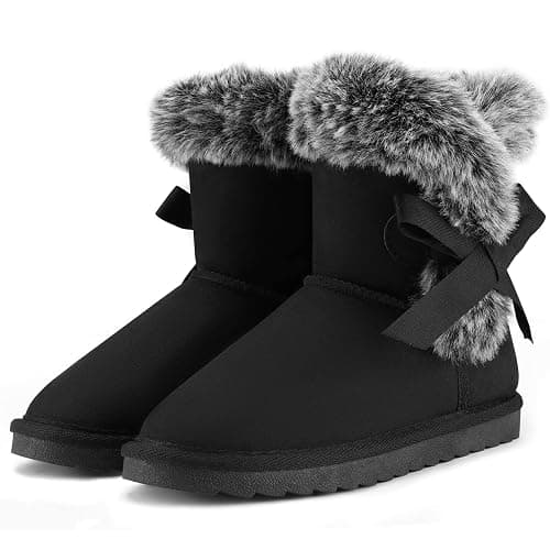 K KomForme Girls Kids Snow Boots Warm Fur Lined Slip On Outdoor Winter Shoes Lightweight Comfy（Little/Big Kids） - Image 1