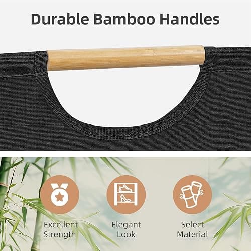 STORAGE MANIAC 2-Pack Large Laundry Hamper, 80L (21.1 Gal) Collapsible Laundry Basket with Bamboo Handles, Freestanding Waterproof Clothes Hamper for Laundry Room, Bedroom, Dorm, Towels, Toys, Black thumbnail 4