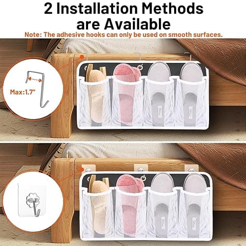 RV Shoe Storage for Bedside - 4 Pocket Wall Mounted Entryway Shoes Rack | Bed Hanging Pocket Organizer, Bedside Caddy Storage Organizer for Headboards Bunk Beds Dorm Rooms,RV & Camper Essentials thumbnail 2