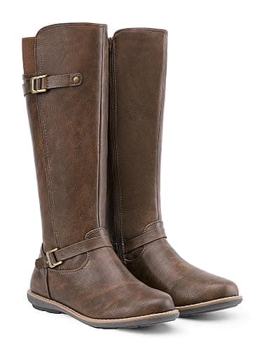 Jeossy Women's 9655 Knee High Boots Flat Riding Tall Boots with Buckle and Side Zipper thumbnail 8