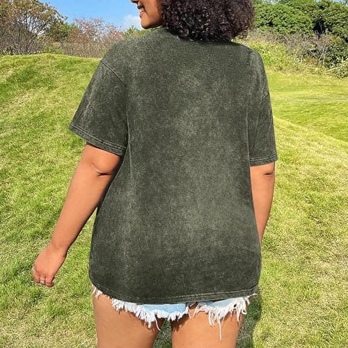 Weetiotio Tiger Graphic Tees Shirt for Women Oversized Streetwear Shirts Acid Wash Tshirt Tigers Print Cotton Summer Tops thumbnail 6