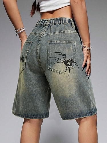 EMMIOL Women Jorts Baggy Jeans Shorts Mid-Low Waisted Denim Y2K Hip-Hop Shorts Summer Hot Short Pants Streetwear thumbnail 5