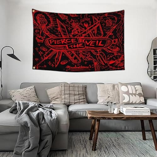IOKEN Pierces the Veil Flag Tapestry Poster Banner 3x5 Ft Funny Flags for Teen Girls Room Bedroom College Dorm Meme Flags Man Cave Wall Art Decor Gifts thumbnail 7