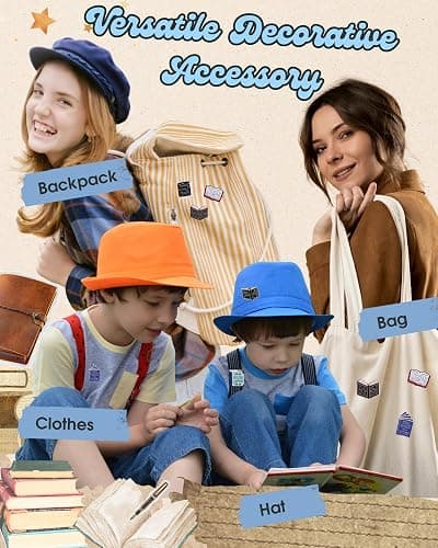 Creative Reading Book Pins Bulk with Storage Bag, Cute Decorative Brooch Books Enamel Pins for Backpack Hat Clothes Christmas Bookish Gifts for Readers Booklovers Women Kids Teacher Student Librarian thumbnail 6