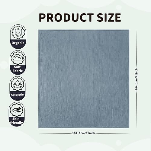 Muslin Swaddle Blankets for Newborn, 2 Pack Breathable Soft Receiving Blanket, Large 41 x 41 inches Swaddle Wrap Burping Clothes, Essentials Infant Shower Items. (Beige & Light Gray) thumbnail 3