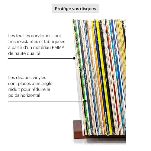 MÖNKE Rangement De Disques Vinyles - Un Support De Disques Au Design Minimal - Capacité De 60 Lp - S'adapte À Tous Les Décors (Marron) thumbnail 8