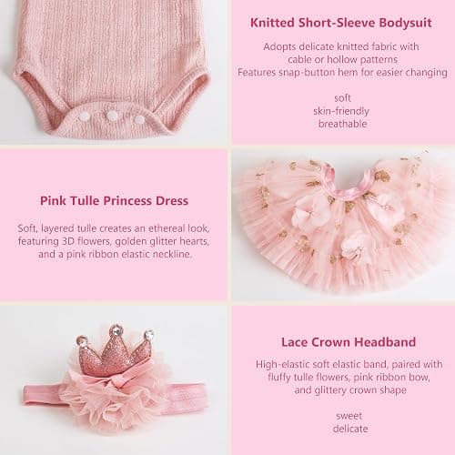 EKOKIZ Reborn Baby Dolls Clothes Girl Pink Baby Clothes for Dolls 17-20 Inches Doll Outfits and Accessories for Realistic Newborn Girl thumbnail 4