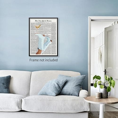 Retro Martini Cocktail Newspaper Poster Preppy Light Blue Western Cowgirl Coquette Boots Wall Art Bar Cart Alcohol Canvas Prints for Bar Cart Dorm Bedroom Wall Decor 12x16 inch Unframed thumbnail 6