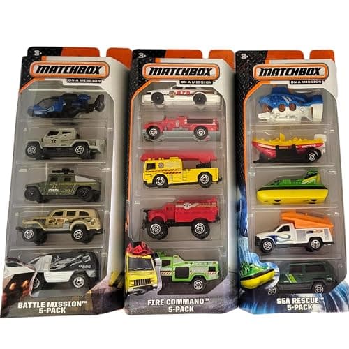 Matchbox Set of 15 Toy Cars and Trucks with 3 Themed 5-Packs of 1:64 Scale Die-Cast Vehicles (Styles Will Vary) Bundle thumbnail 5