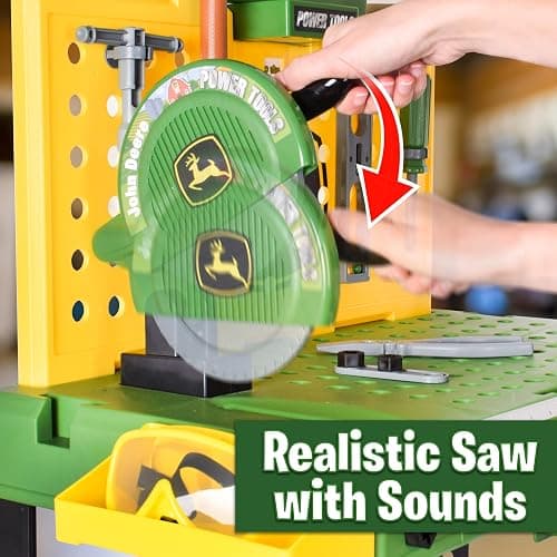 John Deere Kids Workbench, Power Tools Workshop, Build Your Own Toy Tool Box with 39 Realistic Toy Tools and Accessories, 5+ thumbnail 7