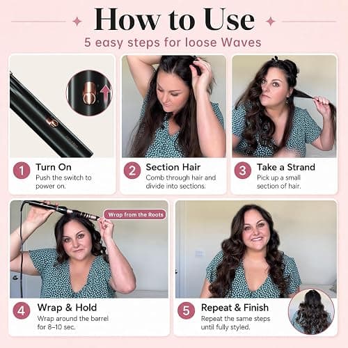 Hahahope 1 Inch Curling Wand, Long Barrel Ceramic Curler for Loose Waves | Clamp-free design creates natural curls without creases, 2 Heat Settings, Global Voltage 100-220V, 30s fast heating thumbnail 3