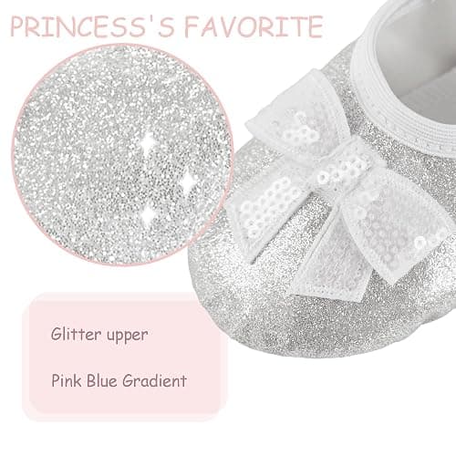 TRIPLE DEER Ballet Shoes for Girls, Satin Dance Practice Slippers Split Soft Leather Flat Sole Yoga Gymnastics Shoes (Toddler/Little/Big Kid) thumbnail 3