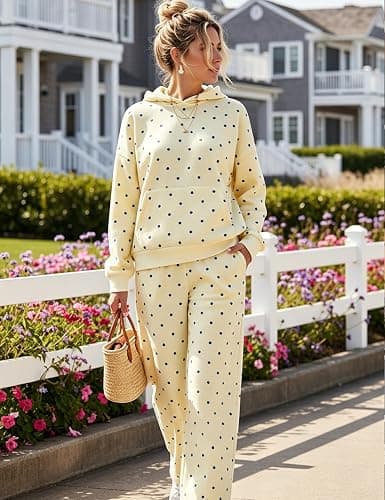 Lauweion Polka Dot Set-Womens Oversized Hoodie and Wide Leg Sweatpants thumbnail 3