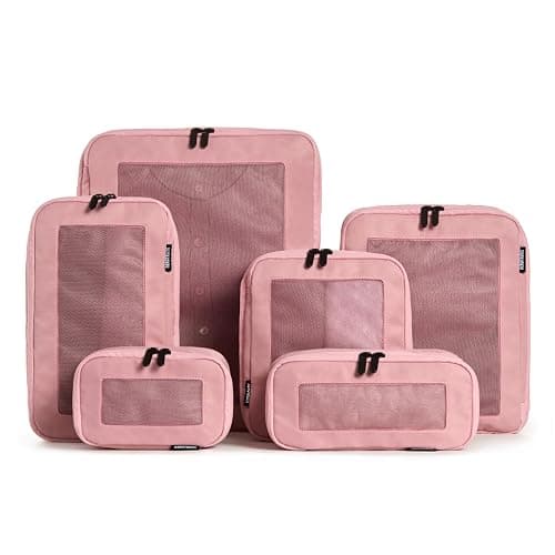 Aerotrunk Compression Packing Cubes for Travel - Luggage Organizer Bags - Double Zipper Packing Cubes for Suitcases (6-Pack, Rose) - Image 1