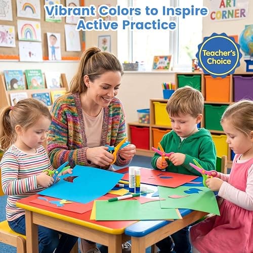 LovesTown 4PCS Toddler Safety Scissors, Blunt Tip Scissor, Anti-Pinch | Preschool Training Art Supplies for Kids, Child Hand Eye Coordination Development, Playdough Tools Crafts Essentials thumbnail 5