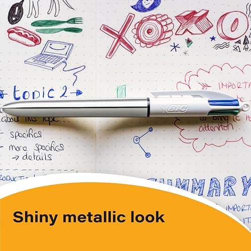 BIC 4 Colours Shine Ballpoint Pens Medium Point (1.0 mm) – Assorted Metallic Barrels, Pack of 2+1 thumbnail 5